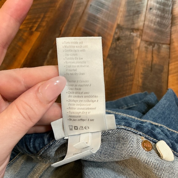 Paige Anessa Exposed Button Fly Wide Leg Jeans Blue Size 28 High Rise - Picture 14 of 14